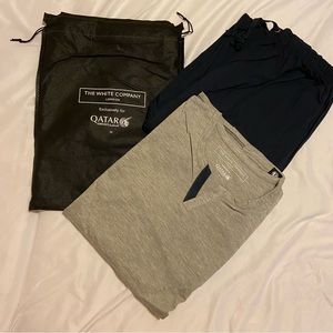 Qatar airways  business class men’s pajama by The white Limen Company.